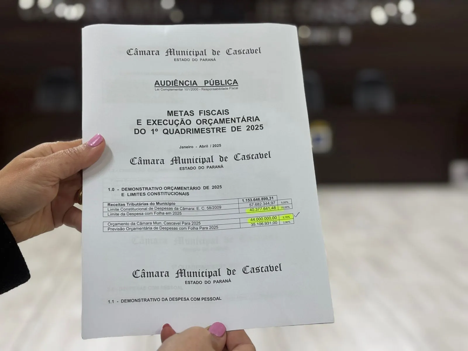 Câmara economiza em despesas com pessoal no primeiro quadrimestre