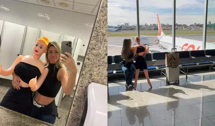 Influenciadora surpreende ao embarcar em aeroporto com boneca sexual em tamanho real