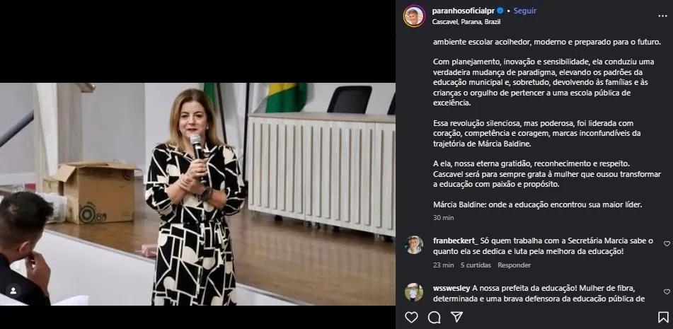 Paranhos posta em tom de despedida e aumenta suspeitas sobre possível saída de Márcia Baldini da Semed