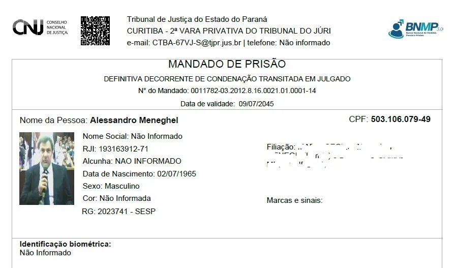 Justiça determina prisão definitiva de Alessandro Meneghel por homicídio de policial federal