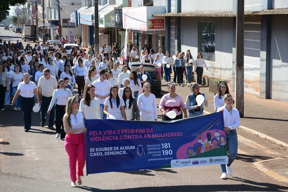 Corbélia realiza 3ª Caminhada do Meio-Dia pelo fim da violência contra as mulheres