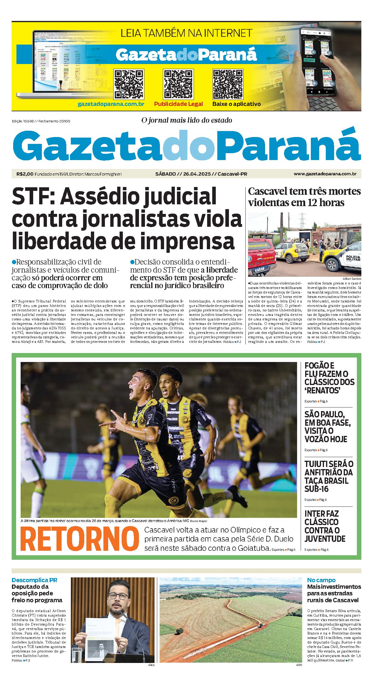 Capa da edição 10698